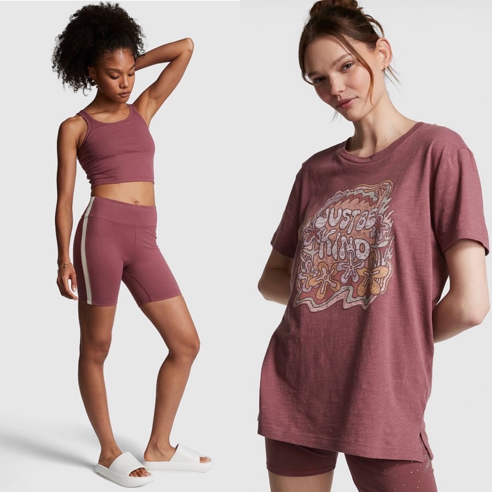 VS Pink Just Be Kind Graphic Tee & Matching
Morning Rose Ultimate Biker Shorts